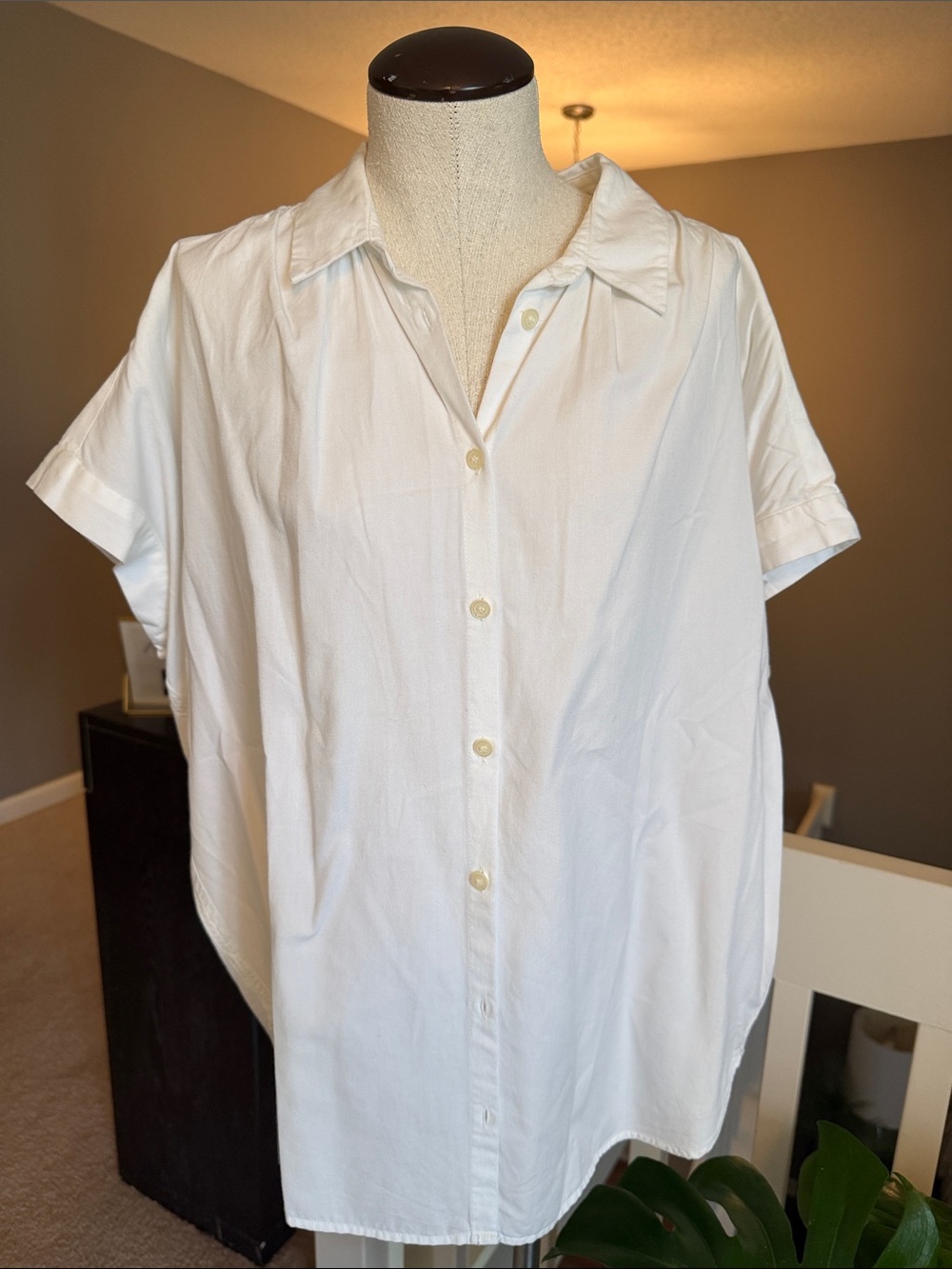 Madewell White Dolman-Sleeve Button-Up Shirt